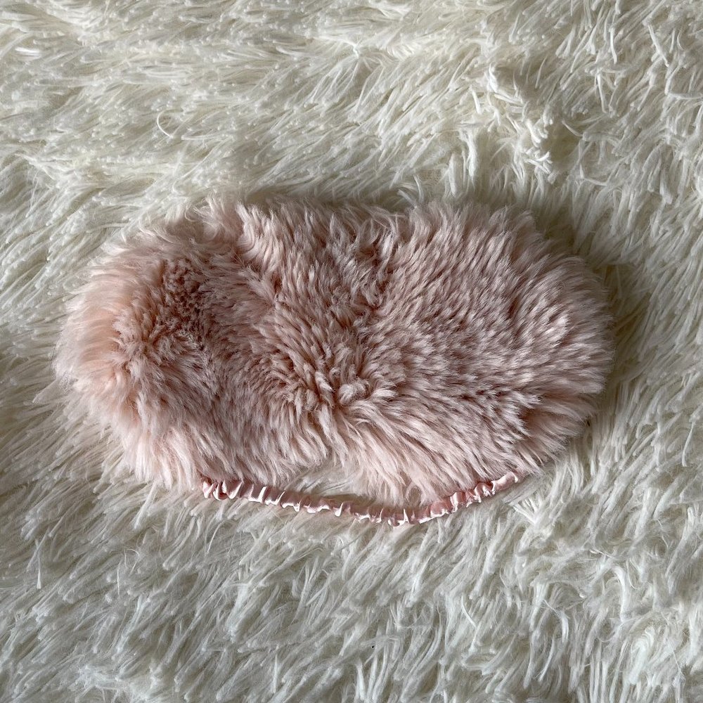 Pink Satin & Fluffy Eye Mask